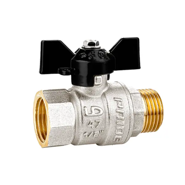 Кран шаровой прямой LD DN15 PN40 1/2" НР/ВР латунь ручка бабочка