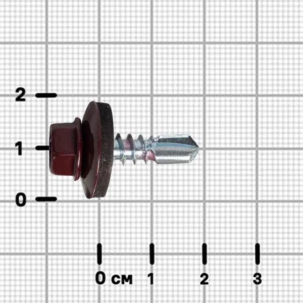 Саморезы кровельные по металлу DILWIS с пресс-шайбой со сверлом RAL 3005 5.5x19 мм 100 шт.