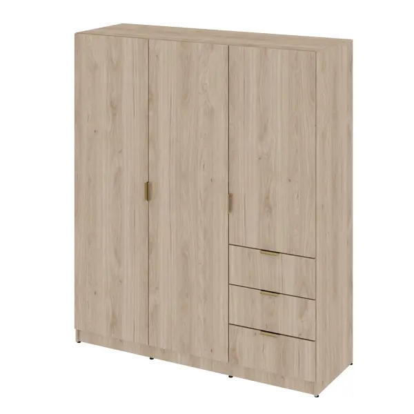 Шкаф распашной Турин Комфорт 3523 с 3 дверями 180x213x59.6 см ЛДСП цвет гикори джексон