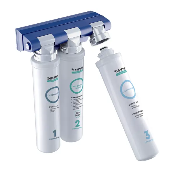 Фильтр под мойку Барьер Актив Оптима Сила Иммунитета для жесткой воды быстросъемный 3 ступени с минерализатором и краном