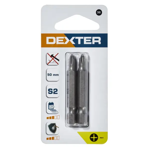 Бита крестовая Dexter XM36DT-3 PH1x50 мм, 2 шт.