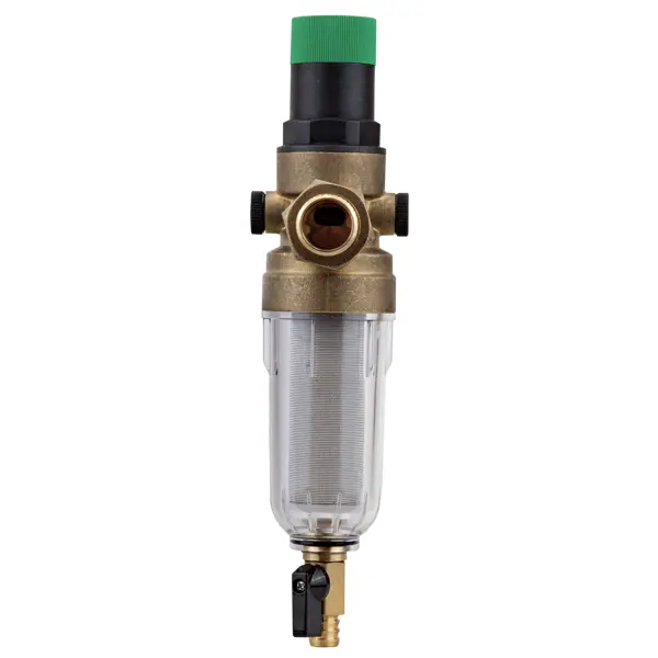 Промывной фильтр для ХВС Посейдон 3/4" НР 100 мкм с редуктором давления латунь 13623