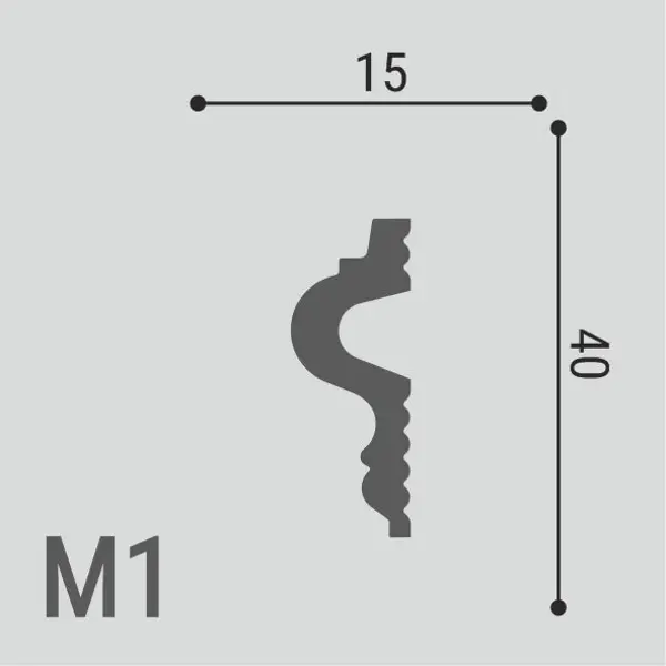 Молдинг настенный полистирол ударопрочный Де-Багет XPS Polymer М 1 белый 15x40x2000 мм