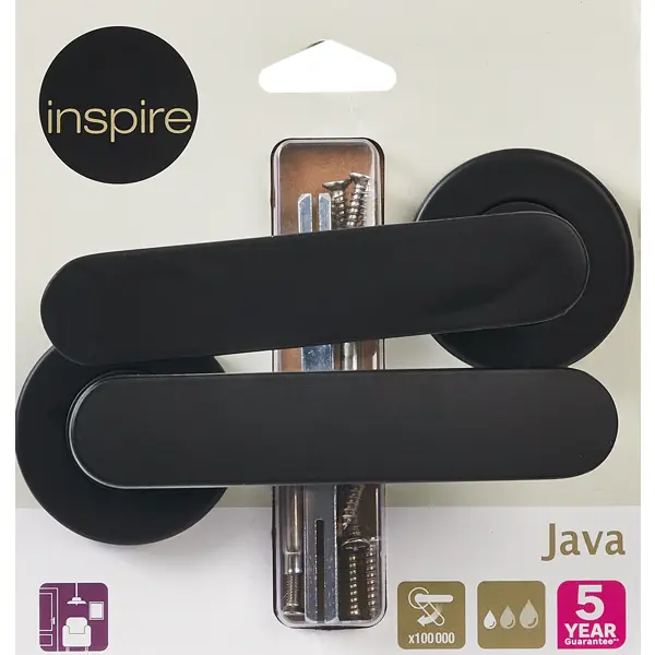 Дверные ручки Inspire Java алюминий без запирания цвет черный матовый