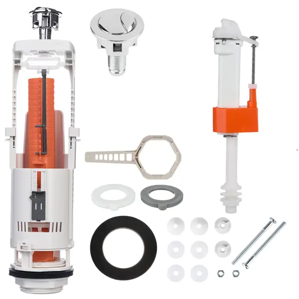 Комплект арматуры для бачка унитаза MONLID нижнее подключение 1/2" кнопка 2 режима хром