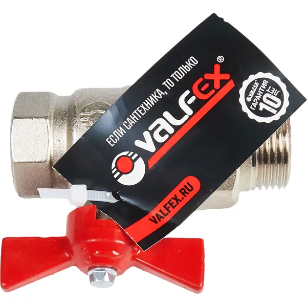 Кран шаровой с американкой прямой Valfex DN25 PN40 1" НР/ВР латунь ручка бабочка