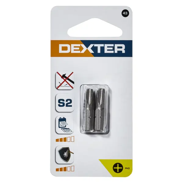 Бита крестовая Dexter XM43DT-3 PH3x25 мм, 2 шт.