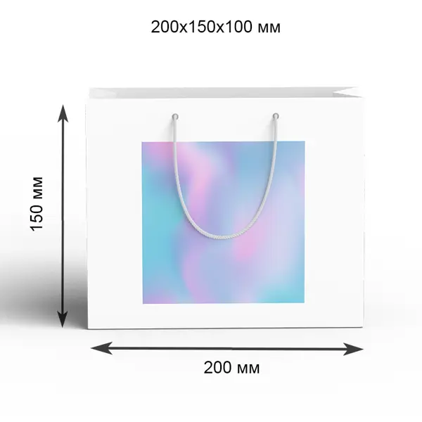 Пакет подарочный Гармония 20x15 см цвет бело-бирюзовый