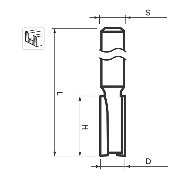 Фреза по дереву пазовая прямая 553301 18x19 мм хвостовик 8 мм