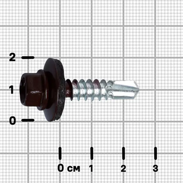 Саморезы кровельные по металлу DILWIS с пресс-шайбой со сверлом RAL 8017 5.5x25 мм 90 шт.