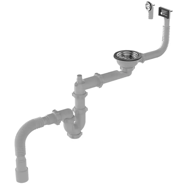 Сифон для мойки Equation поворотный выпуск 113 мм с переливом и отводом