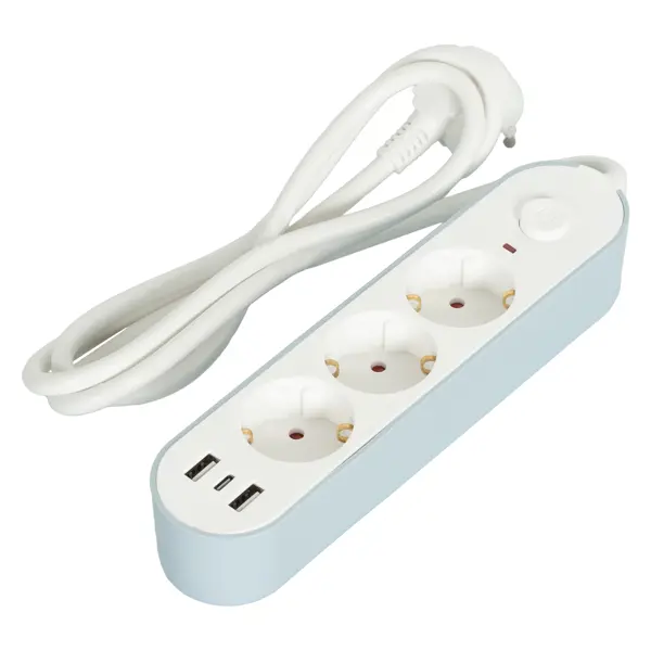 Удлинитель бытовой Skybeam 3 розетки 1.5 м цвет белый