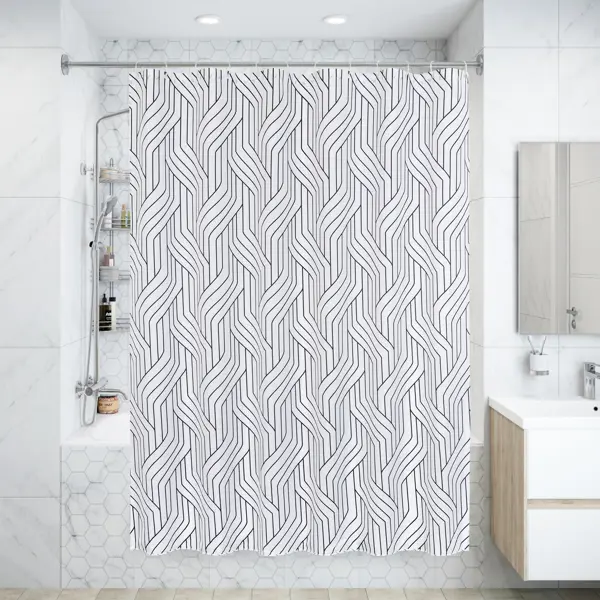 Штора для ванной Bath Plus Charme Red Track 180x180 см полиэстер цвет белый/черный