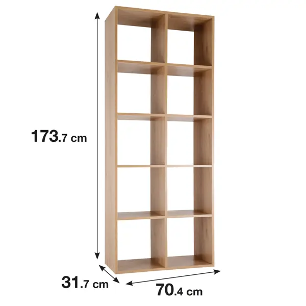Стеллаж Spaceo KUB 10 секций 70.4x173.7x31.7 см ЛДСП цвет гикори джексон