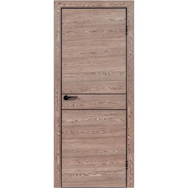 Дверь межкомнатная глухая Борно 52 60x200 см ПВХ цвет тобакко с замком и петлями