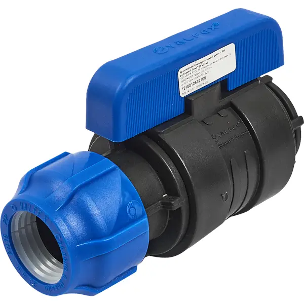 Кран шаровой прямой Valfex DN26 PN16 1"x32 ВР полипропилен ручка бабочка