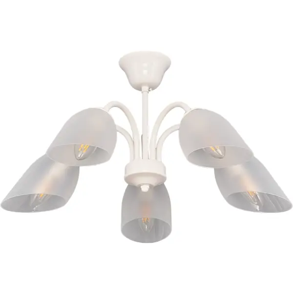 Люстра потолочная Vitaluce Альфа вайт 5 ламп 15м² Е14 цвет белый глянцевая