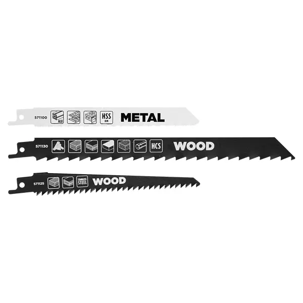 Набор полотен для сабельной пилы по дереву и металлу KWB 571070, 3 шт.