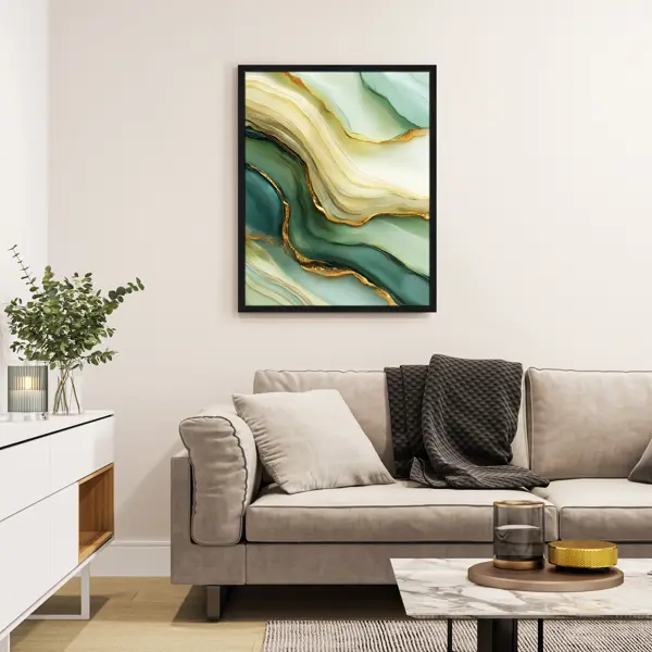 Картина в раме Postermarket Зеленый мрамор 40x50 см цвет разноцветный