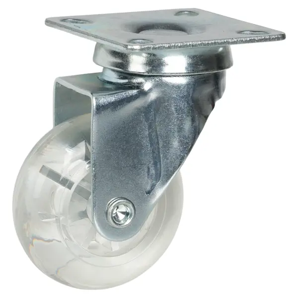 Мебельный ролик поворотный без тормоза 50 мм до 30 кг цвет прозрачный