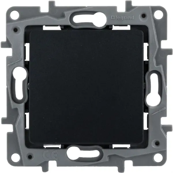 Выключатель кнопочный одноклавишный - Legrand Etika - с нормально-открытым/нормально-закрытым контактом 6А 250В безвинтовые зажимы - антрацит