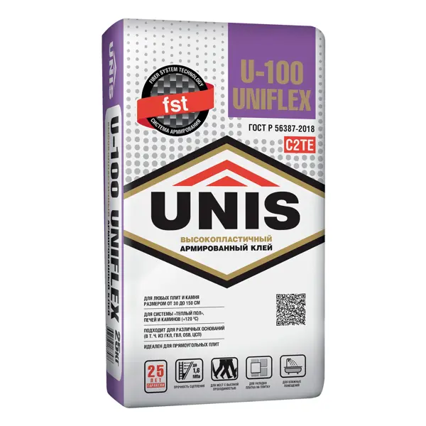 Клей для плитки Unis Uniflex U-100 25 кг