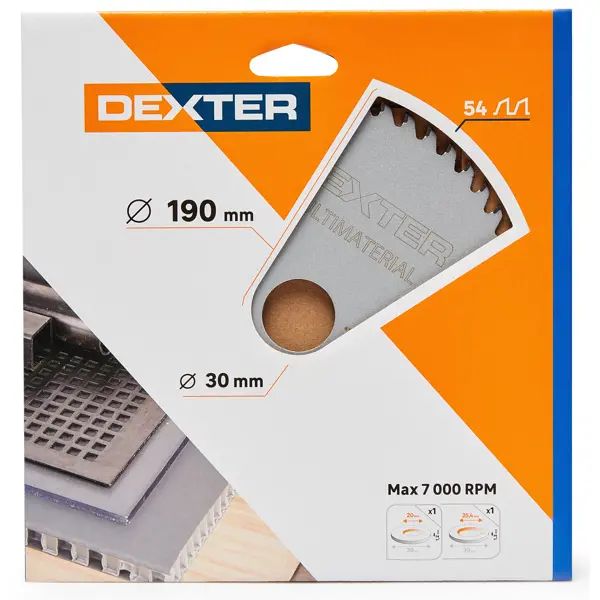 Диск пильный универсальный Dexter FD-E051903054T 54Т 190x30x1.5 мм, кольца: 20 и 25.4